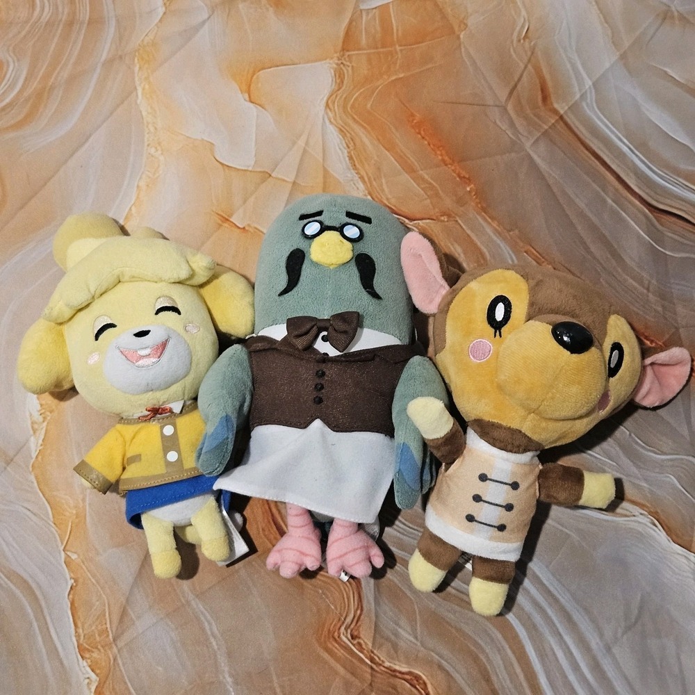 Animal Crossing Plush Lot of 3 Isabelle Blathers Fauna Nintendo Little Buddy